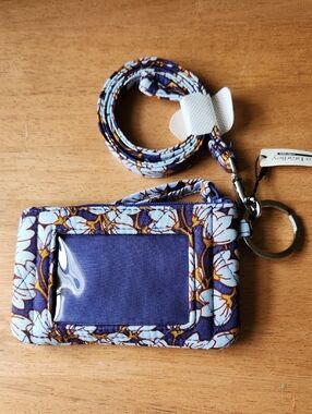 Vera Bradley Zip ID Case & Lanyard Pawpaw Flower NWT